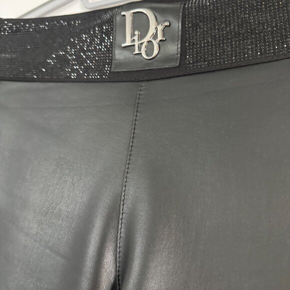 Black Lambskin Leather Leggings, Size M - Picture 2 of 5